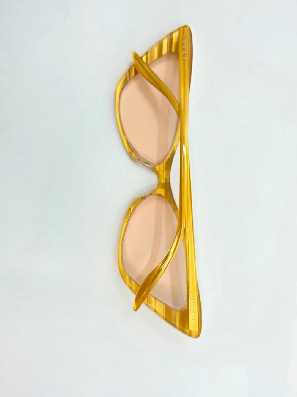 Gucci Yellow Cat Eye Sunglasses Pink Lenses Size 61MM×16MM×145MM MSRP $595